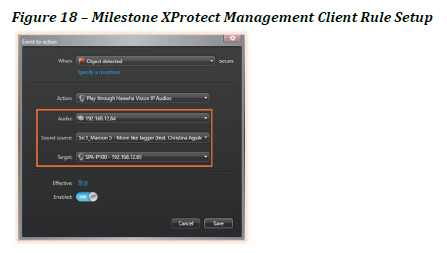 Figure 18 – Milestone XProtect Management Client Rule Setup